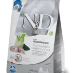 N&D White Dog Sea Bass, Spirulina & Fennel Adult MINI 2 кг – монопротеинова суха храна без зърнени култури за кучета с бяла козина от мини породи над 1 година с лаврак, спирулина и фенел