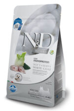 N&D White Dog Sea Bass, Spirulina & Fennel Adult MINI 2 кг – монопротеинова суха храна без зърнени култури за кучета с бяла козина от мини породи над 1 година с лаврак, спирулина и фенел