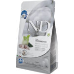 N&D White Dog Sea Bass, Spirulina & Fennel Puppy Medium & Maxi – суха храна за подрастващи кученца с бяла козина от средни и едри породи породи с лаврак, спирулина и фенел, 2kg