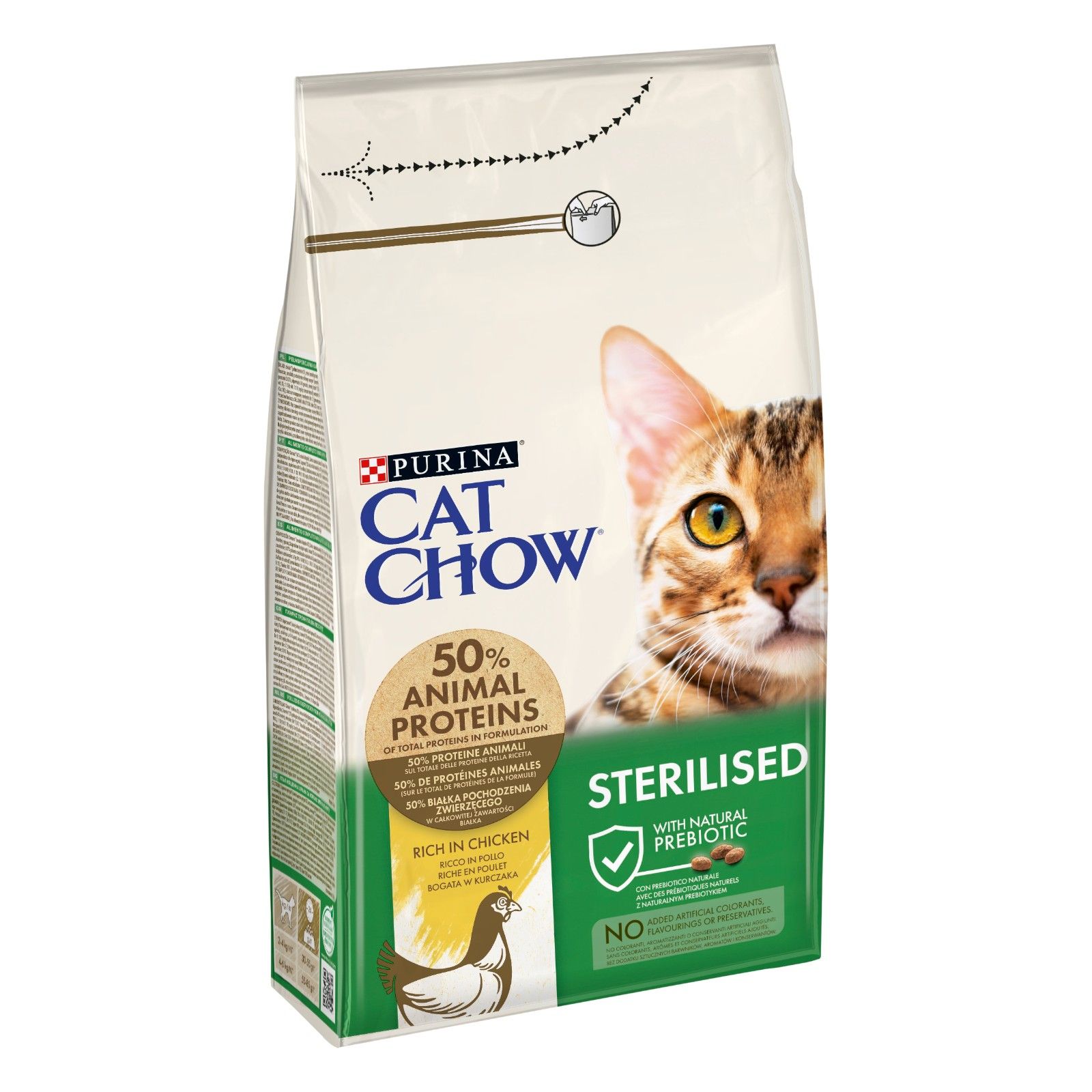 07613032233396_C1L1_44172428 Purina Cat Chow Sterilised – Суха храна за кастрирани котки в зряла възраст, с пиле - Image 1