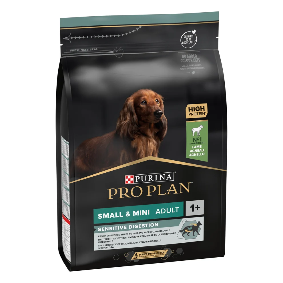 07613036611268_C1L1_44142625 Purina Pro Plan Small & Mini Adult Sensitive Digestion – Суха храна за кучета от дребни и мини породи над 1 година с чувствително храносмилане, с високо съдържание на агнешко - Image 1