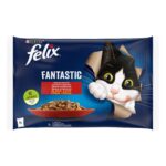 Felix Fantastic – Мокра храна за котки над 1 година, хапки в желе с пилешко и говеждо, 4х85 гр