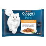 Gourmet Perle – Мокра храна за котки в зряла възраст, мини филета в сос с агнешко, пилешко, риба тон и пуешко, 4 × 85 г