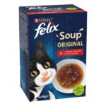 Felix Soup Original Селекция от фермата – Супа за котки в зряла възраст с говеждо, пилешко и агнешко месо 6 бр. х 48 г (288 г)