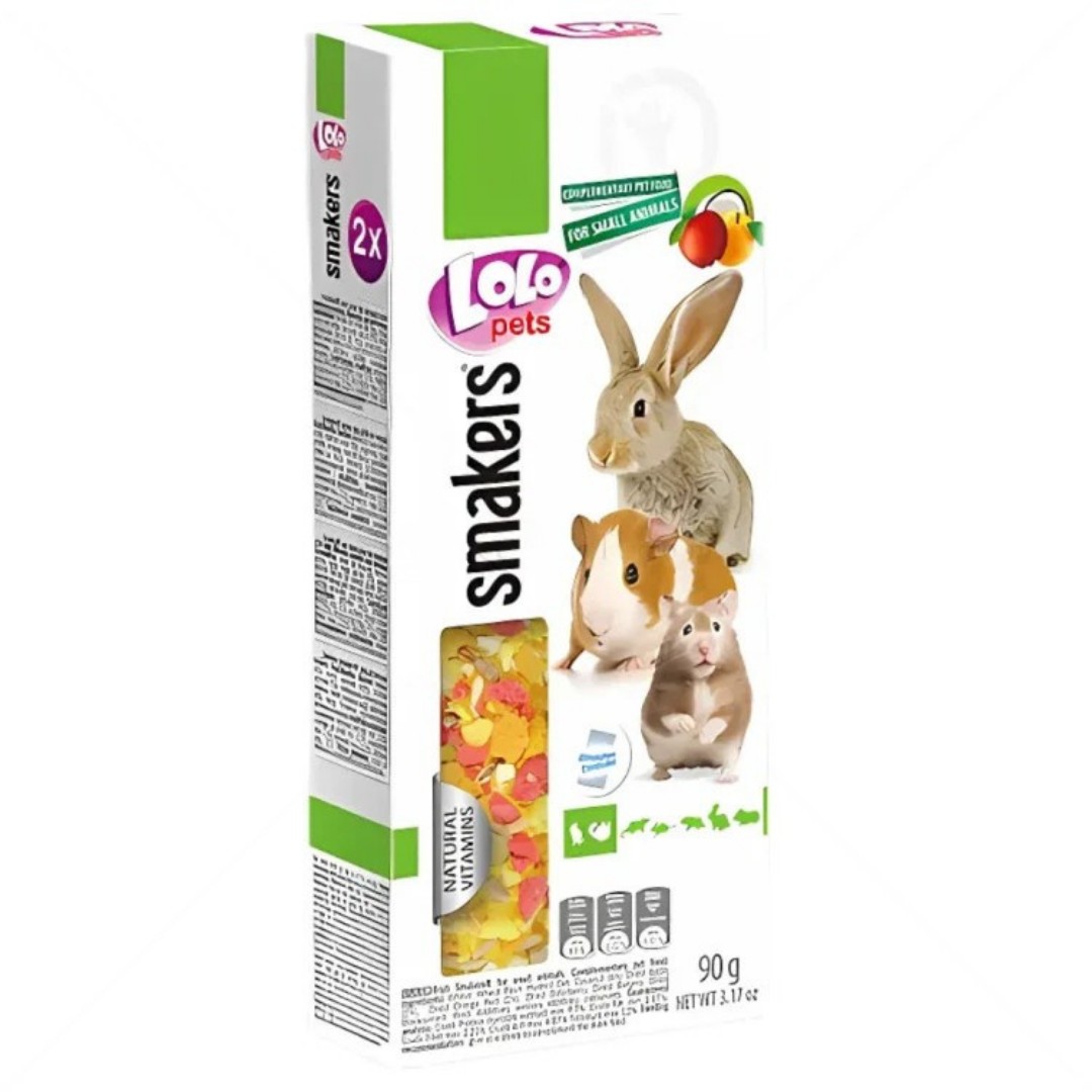 _ -300kb (3) LOLO Pets Smakers 90 гр (2 бр.) – крекери с плодове за гризачи и декоративни зайчета - Image 1